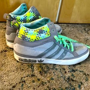 Adidas Shoes mint and neon lace up high tops size 11